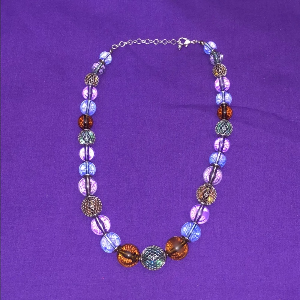 Clear multi‎ colored beaded necklace 18”